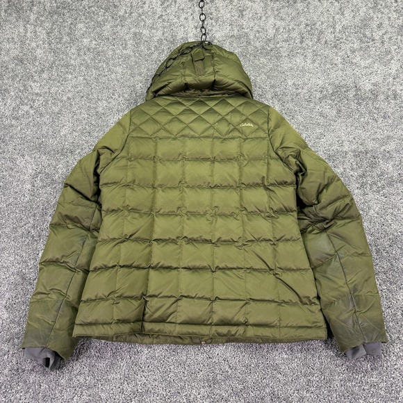Cabela's Jacket Womens Large Green Down Puffer Hooded Full Zip Outdoor Winter - Picture 2 of 15